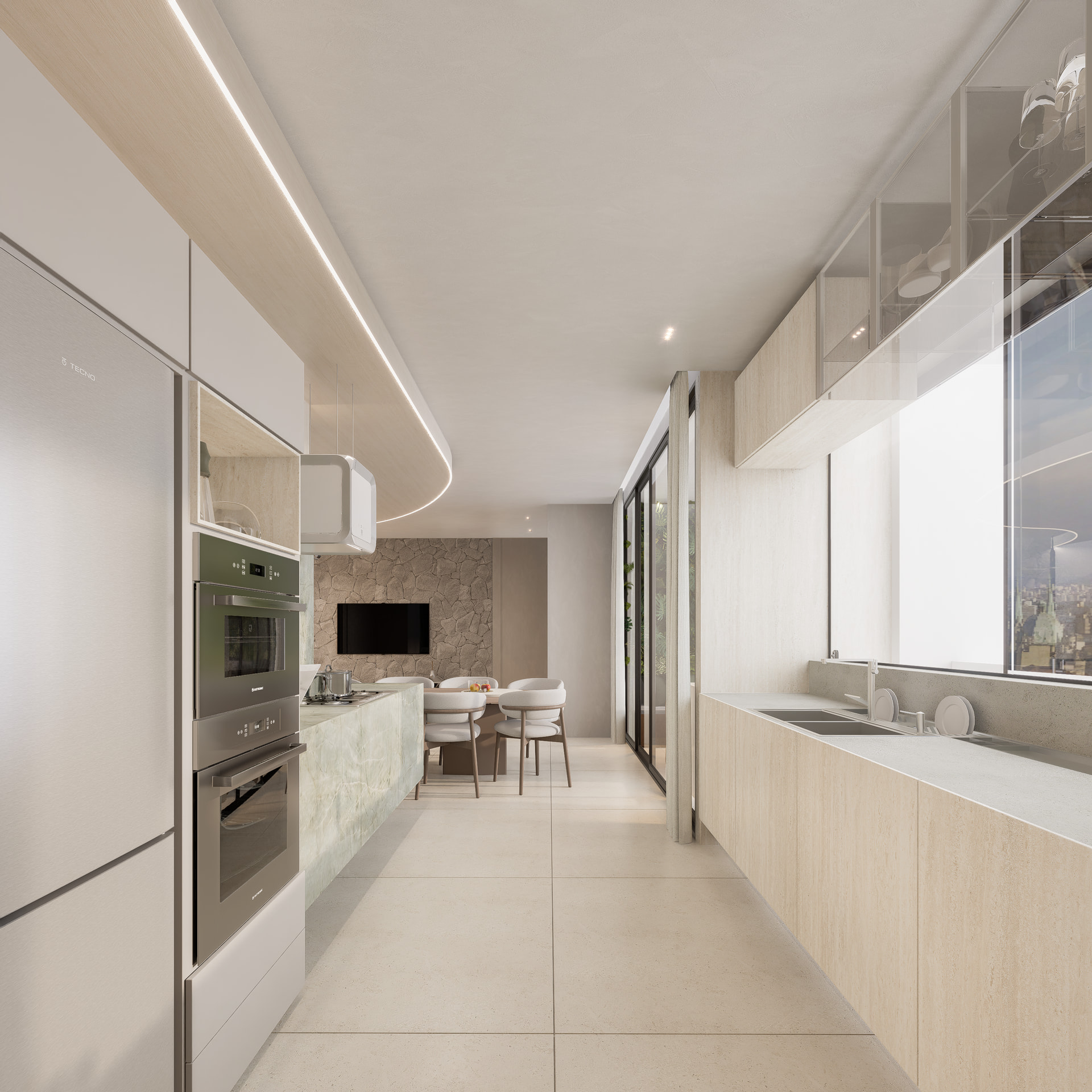 Cozinha integrada do apartamento decorado — Epic Residence